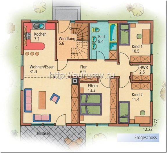 дом семейный поэтажный план вариант2 этаж1